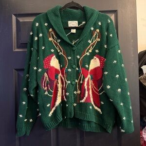 Vintage Stitches in Time Santa Christmas Sweater, Sz L, EUC
